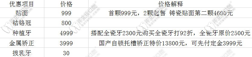 南寧柏樂口腔牙齒優(yōu)惠價格表
