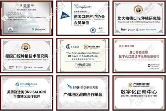 柏德口腔所獲榮譽(yù)證書